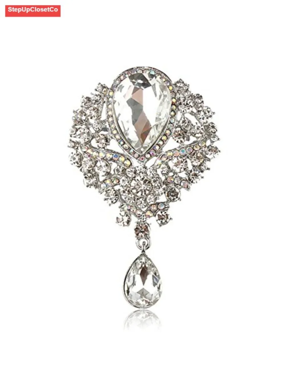 Large Crystal Bouquet Brooch Pin for Women Wedding Bridal Statement Jewelry